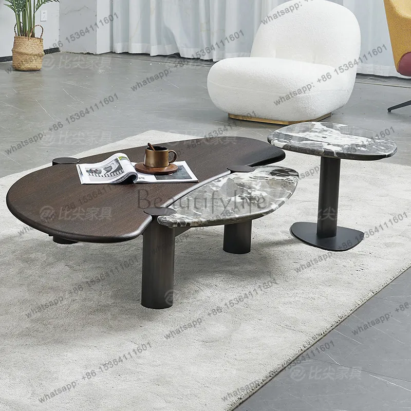 Italian minimalist Pandora natural marble coffee table special-shaped side table modern living room combination
