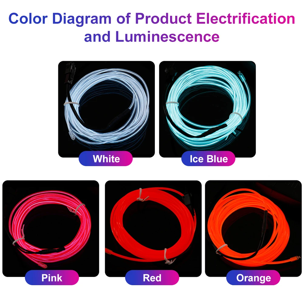 3V 16.4ft/5M Neon Light Dance Party Decor Light USB Neon LED lamp Flexible EL Wire Rope Tube Waterproof LED Strip Tape Drop ship