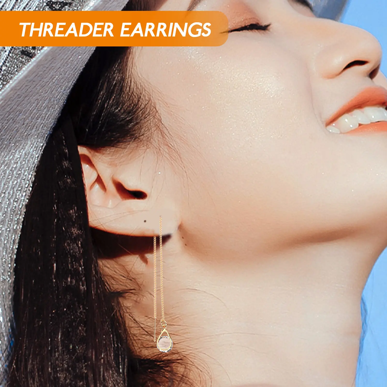 2Pairs Water Drop Tassel Earrings for Women Threader Design Silver Tone Long Dangle Earrings Aesthetic Gift for Birthday
