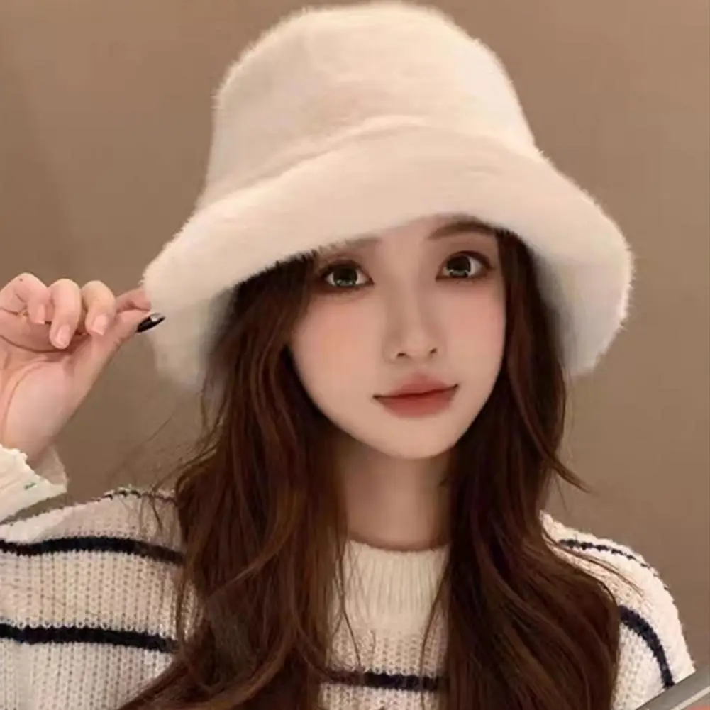 

Bell-shaped Hat Cozy Faux Fur Winter Hat for Women Windproof Fisherman Cap with Plush Heat Retention Stylish Outdoor Skiing