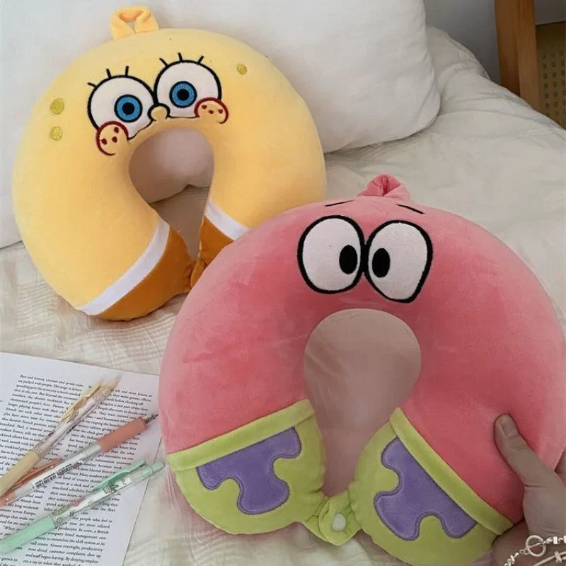 Oreiller cervical en mousse à mémoire de forme Bob l'éponge et Patrick, jouets en peluche de dessin animé Squidward Mr. Krabs Gary Kawaii, poupées en peluche