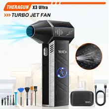 Ventilador de jato turbo x3ultru atualizado, mini espanador de ar comprimido portátil 180000rpm para secador de carro/pc/limpeza doméstica-theragun