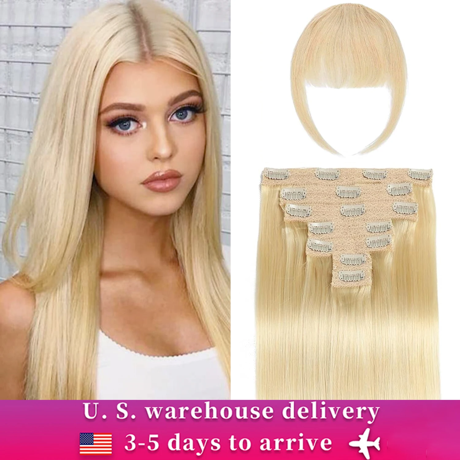 16A Honey Blonde Straight Clip in Hair Extensions Human Hair 100% Brazilian Remy Soft Human Hair Extensions 14-24Inch 70g/7Pcs