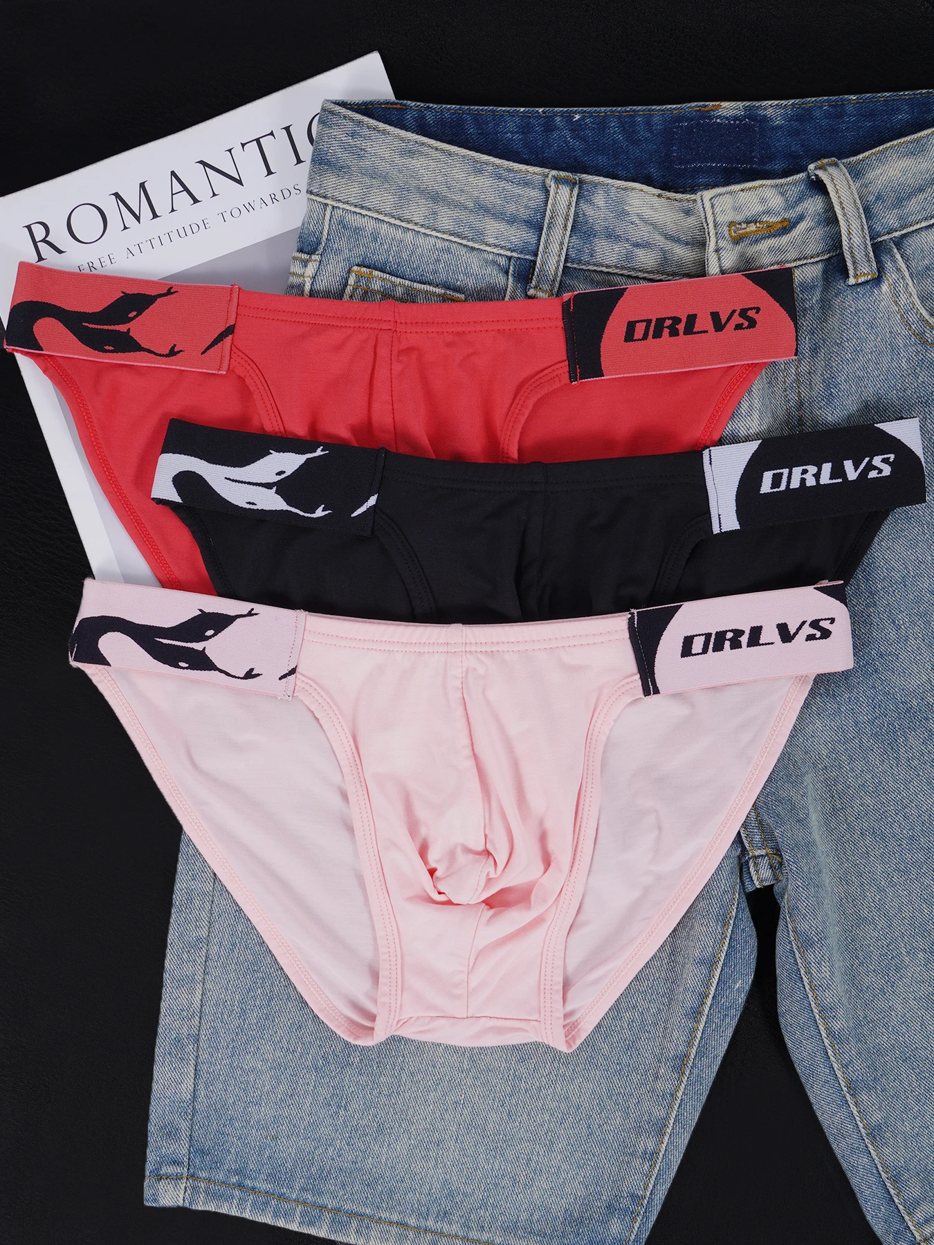 

3 PCS Men's Modal Briefs U Convex Pouch Elastic Waistband with Snake Print Soft Breathable Sexy Underwear