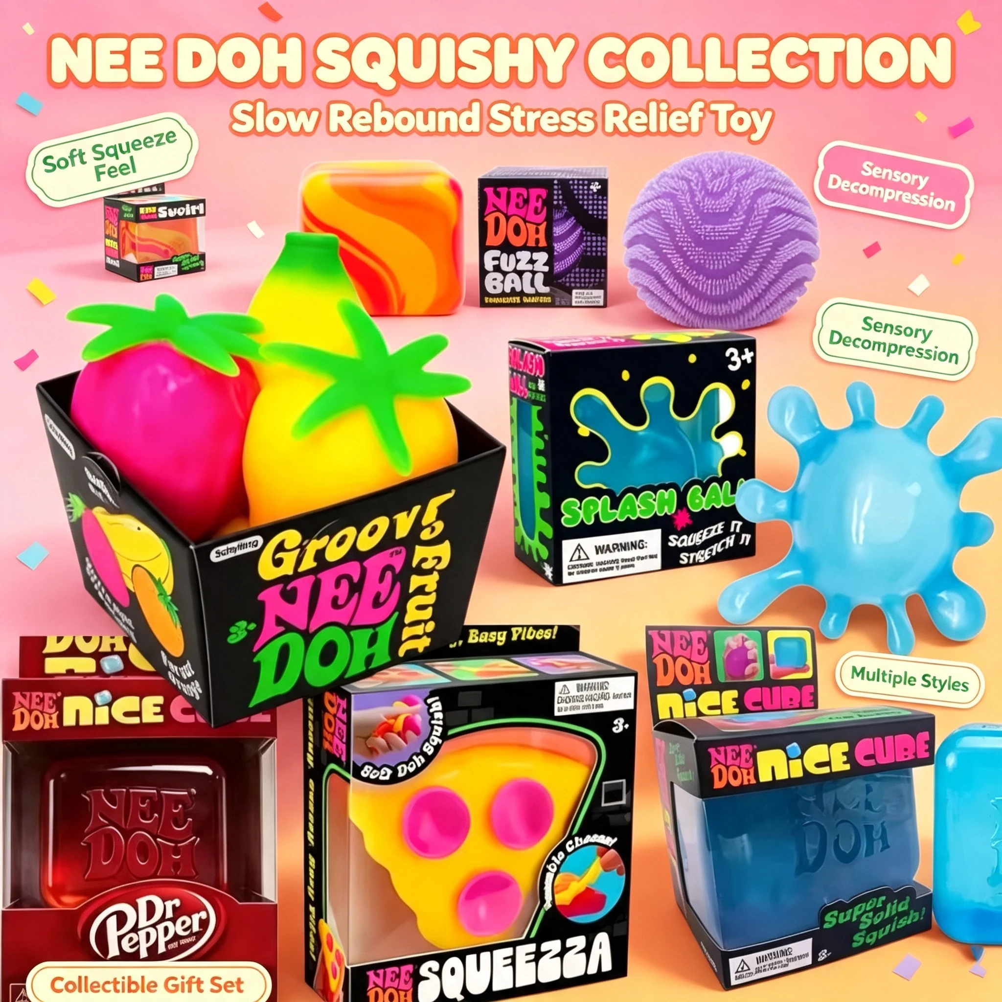 Schylling Needoh Nice Cube Sensory Stress Relief Squishy Anti-Anxiety Squeeze Object for Focus ADHD Population Nice-Sicle