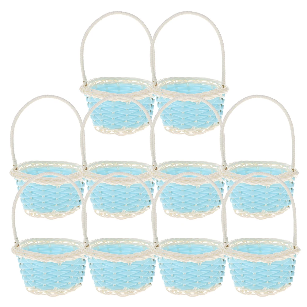 

10 Pcs Girl Shopping Basket Child Woven Baskets Colorful Picnic Plastic Miniature