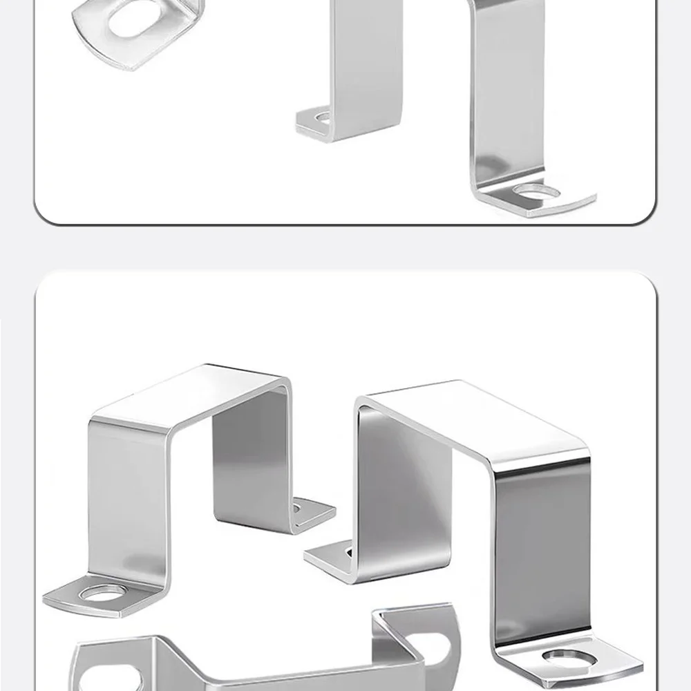 Reinforced Square Pipe Metal Holder Corrosion Resistant 304 Stainless Steel Strap Clamp Fixed Mounting For Plumbing