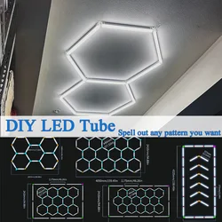 DIY led tube Hexagon Garage Honeycomb Car Body Lighting Lamp Ceiling lamp PC AC85-265V Accessories Barbershop Workshop garage