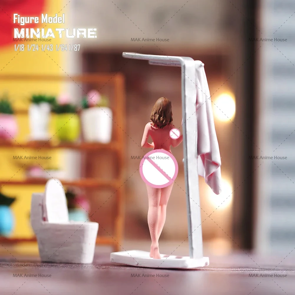 Miniaturowe figurki 1/87 1/64 1/43 1/24 1/18 Łazienka Piękno Taking A Shower Model Niepomalowane Kreatywne Fotografia Scena Lalki Zabawki