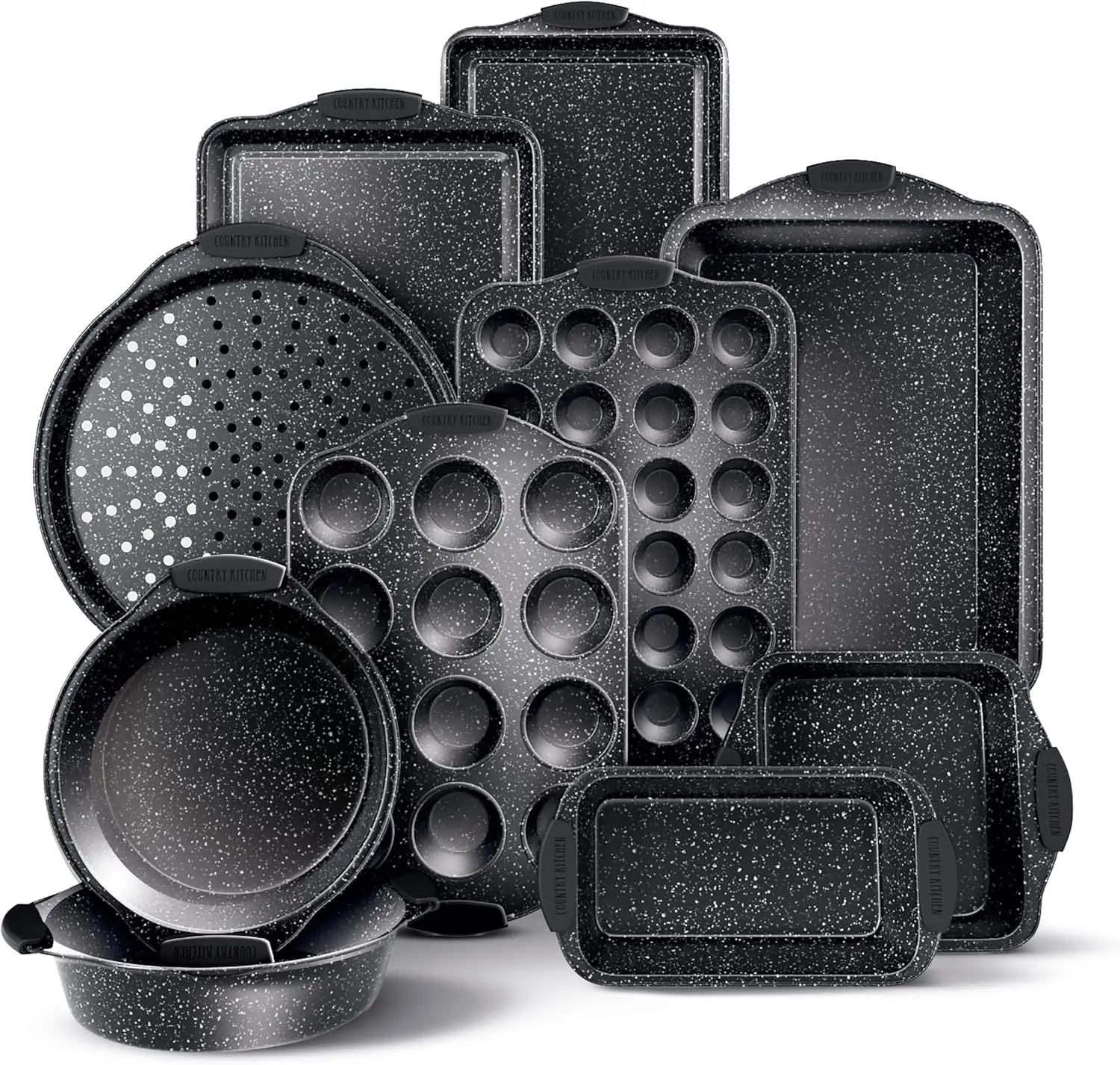 

Nonstick Stackable Bakeware Set - 10 Piece Durable Baking Pans with Easy Release, Black