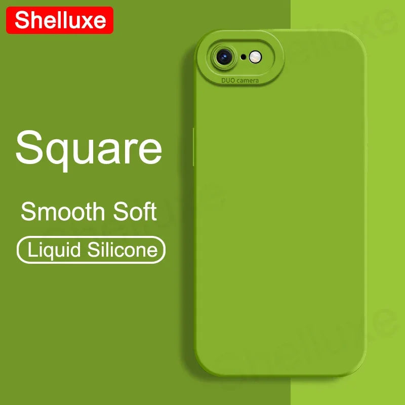 

For iPhoneSE 2022 Case Shelluxe Square Liquid Silicone Soft Cover For iPhone SE SE2 SE3 7 8 Plus iPhone7 iPhone8 iPhoneSE Cases