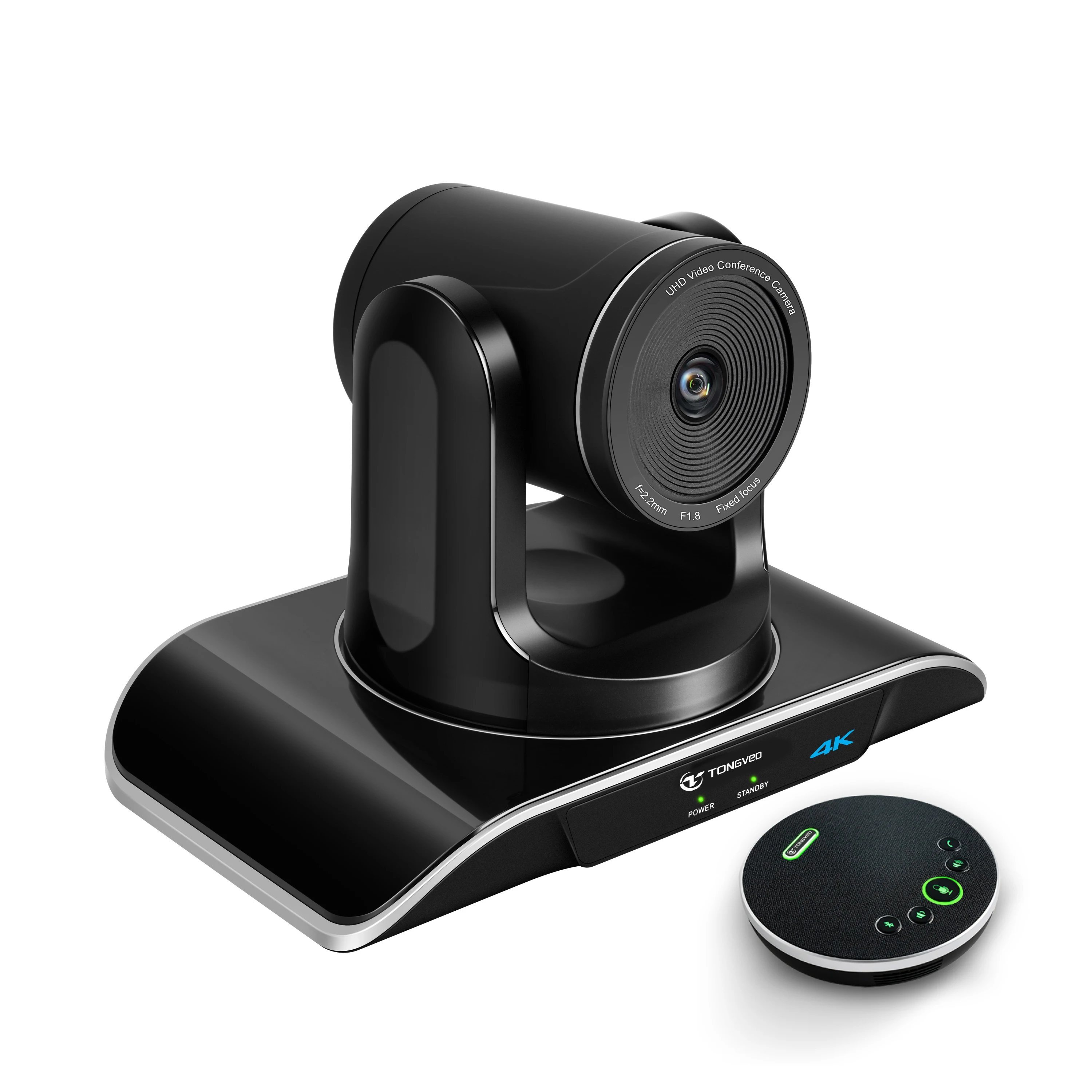 Artificial intelligence gesture command automatic tracking 4k video conferencing camera system with speaker microphone