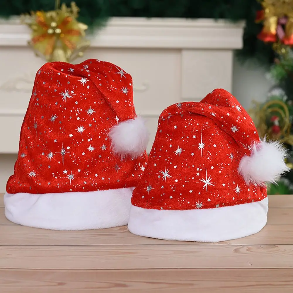 Soft Cute Snowflake Plaid Adult Star  Santa Claus Hat Children Hat Christmas Hat Warm Cap