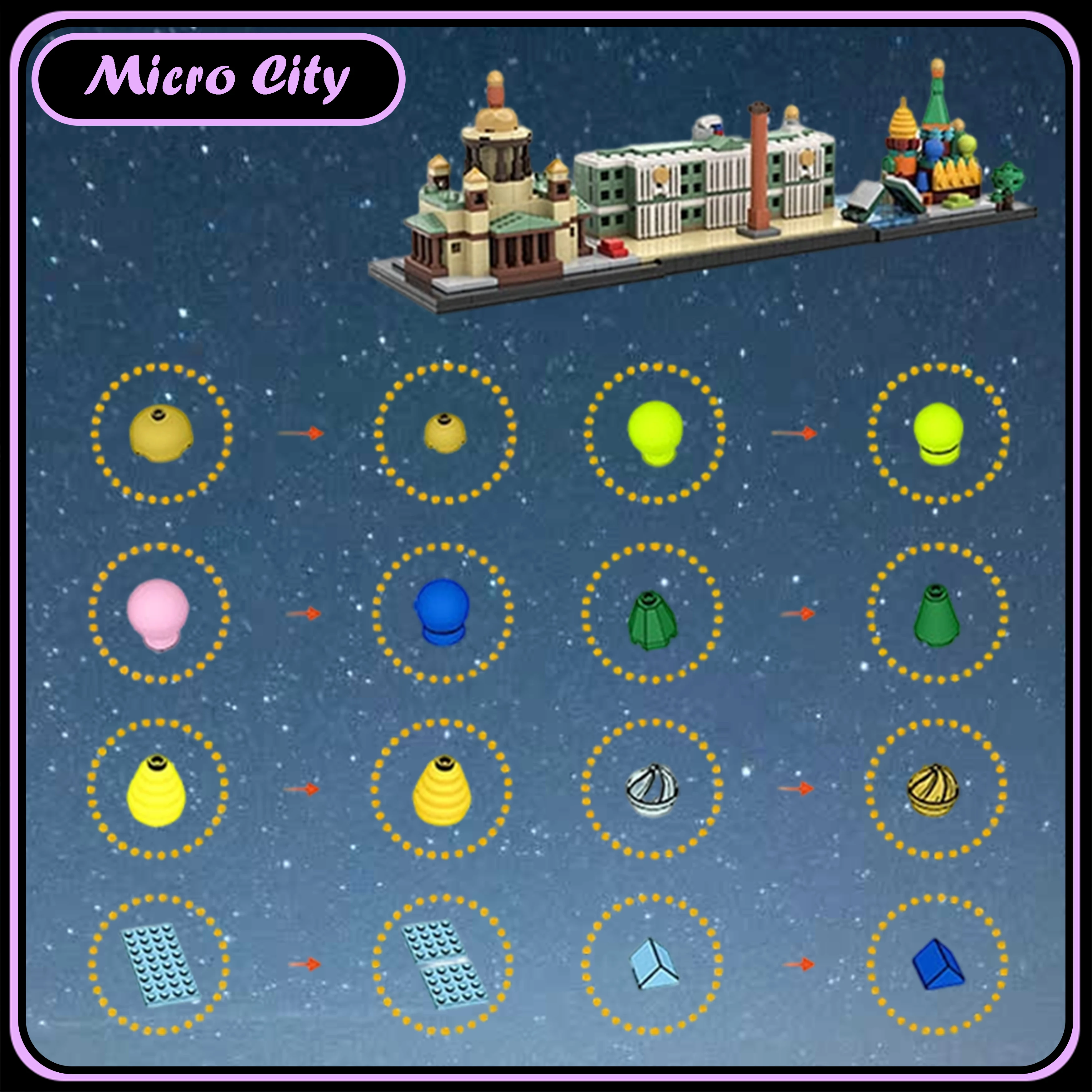 Micro MOC City Skyline Sint-Petersburg Bouwstenen Model DIY Miniatuur Architectuur Display Set Model Cadeau Kerstcadeau