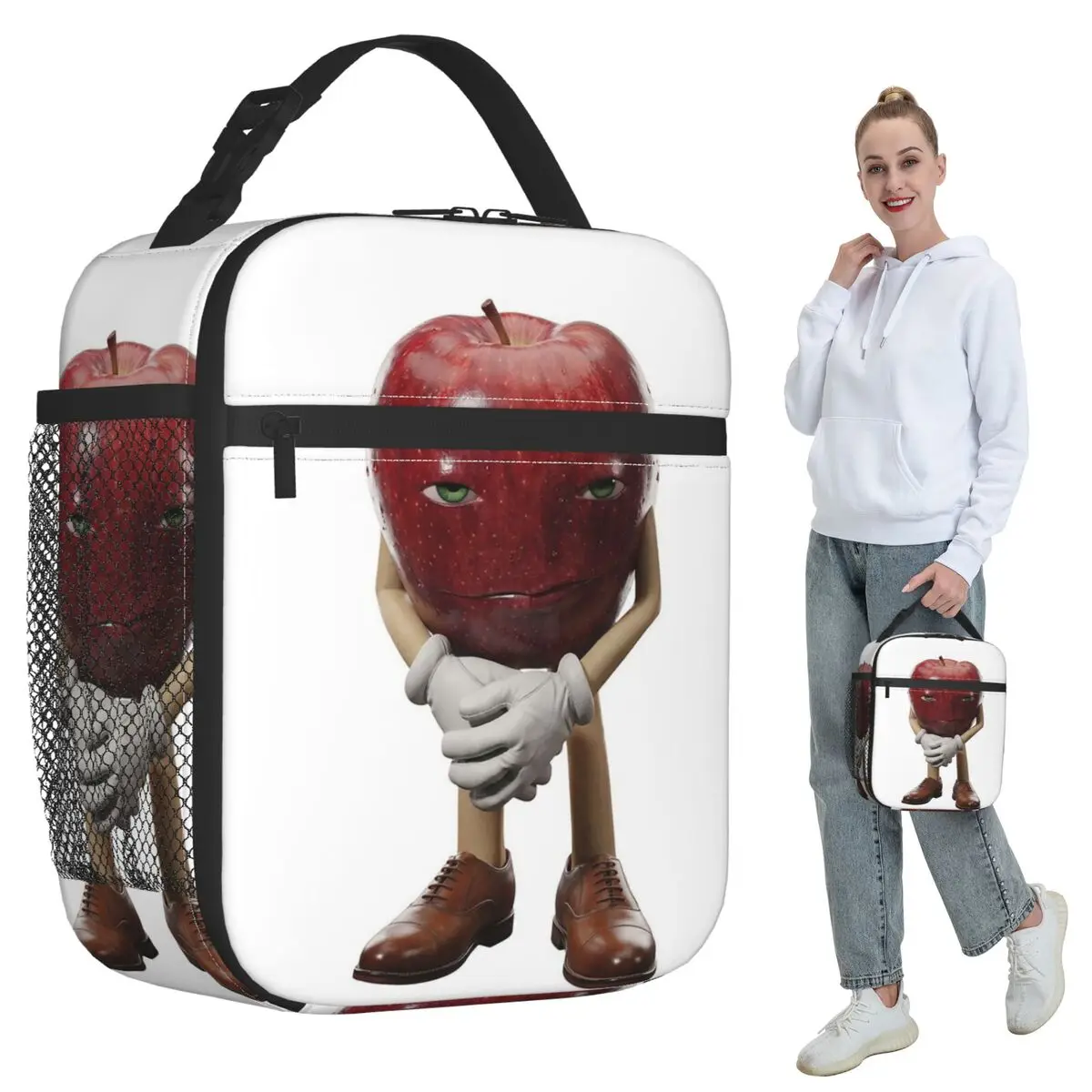 Me Asf Apple With Face Meme Insulated Lunch Bag for Women Office Cooler Thermal Food Box Tote Portable Lunch Boxes Container