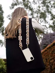 120CM Long Mobile Phone Lanyard Case Chain for Women Acrylic Bag Chain Cell Mobile Shell For Iphone 12 13 14 15 16 Pro Max
