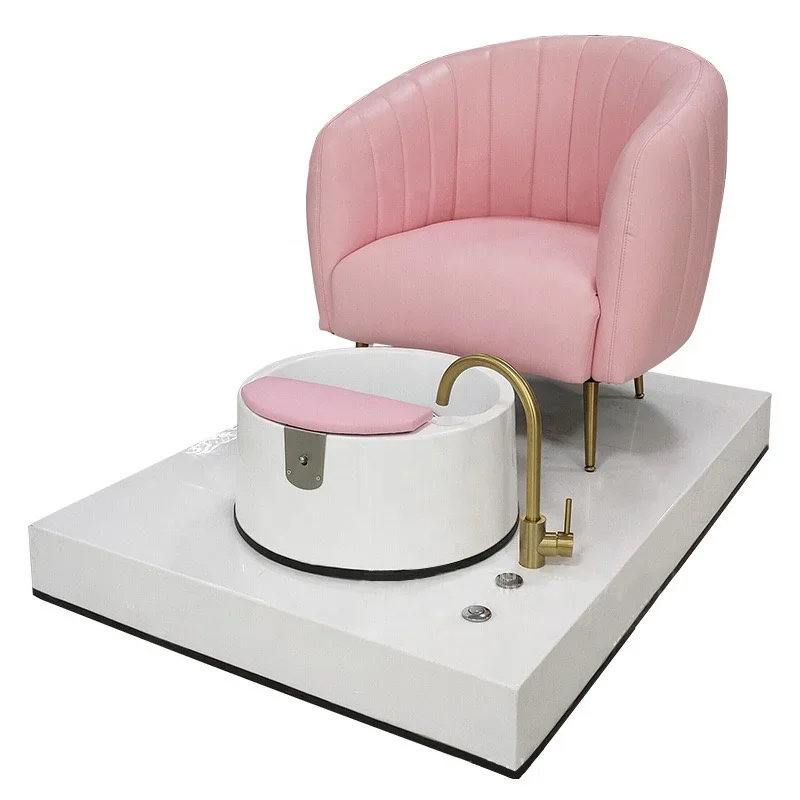 Modern Pedicure Chairs Luxury Beauty Nail Salon Furniture Foot Spa Station With Acrylic Bowl