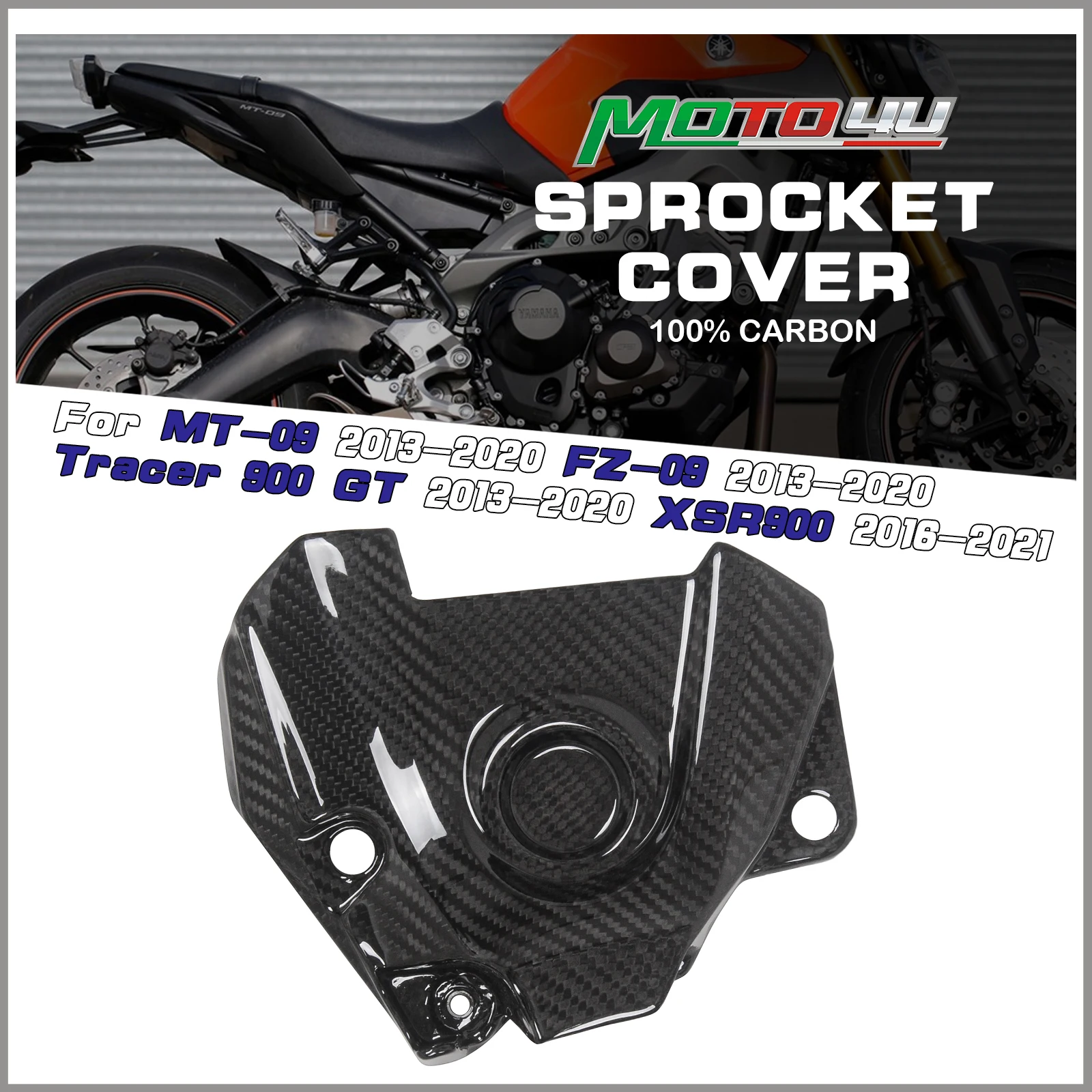

MOTO4U For Yamaha FZ-09 MT-09 XSR900 2014-2019 Carbon Fiber Sprocket Cover Side Sprocket Chain Case Cover Motorcycle Fairing