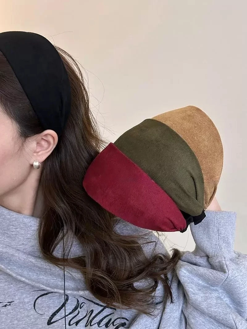 스웨이드 헤어밴드 넓은 논슬립 디자인 여성용 무압력 헤어밴드 일상 사용 세안용 헤어 선물