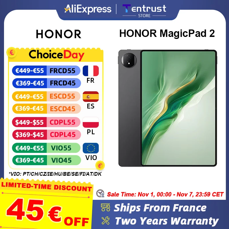 Version globale HONOR MagicPad 2 Tablette 12.3 pouces Ecran OLED Snapdragon 8s Gen 3 CPU 13MP Caméra arrière Batterie 10050mAh HONOR Magic Pad 2 Version globale HONOR MagicPad 2 Tablette 12.3 pouces Ecran OLED Snapdragon 8s Gen 3 CPU 13MP Caméra arrière Batterie 10050mAh HONOR Magic Pad 2