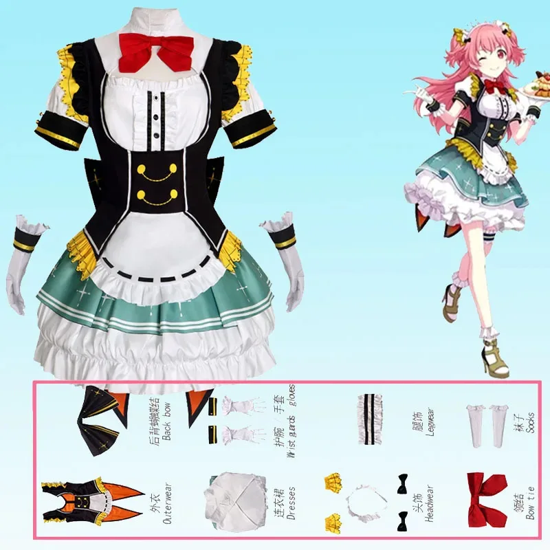 أنيمي ايري الملونة المرحلة تأثيري لعبة PJSK كاندي موموي ايري لوليتا فستان شعر مستعار مجموعة ملابس حفلات الهالوين للنساء
