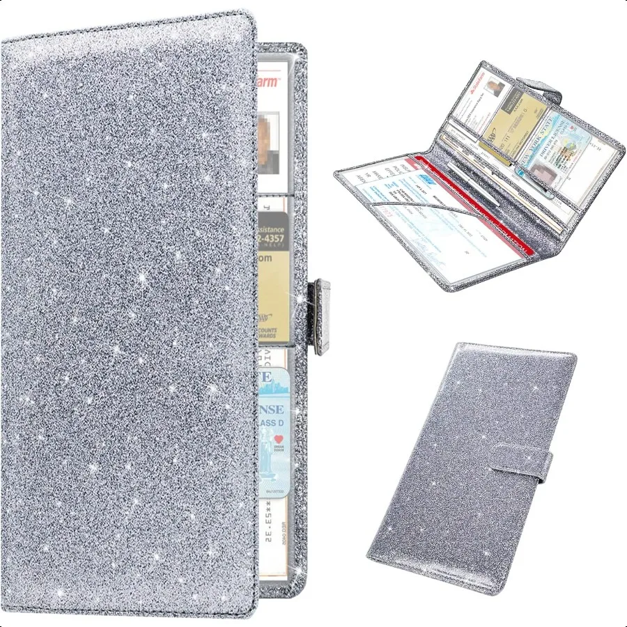 RSAquar – porte-assurance d'enregistrement de voiture, boîte à gants en cuir, organisateur, accessoires sympas pour cartes d'identité de conduire, carte d'entrée Docume