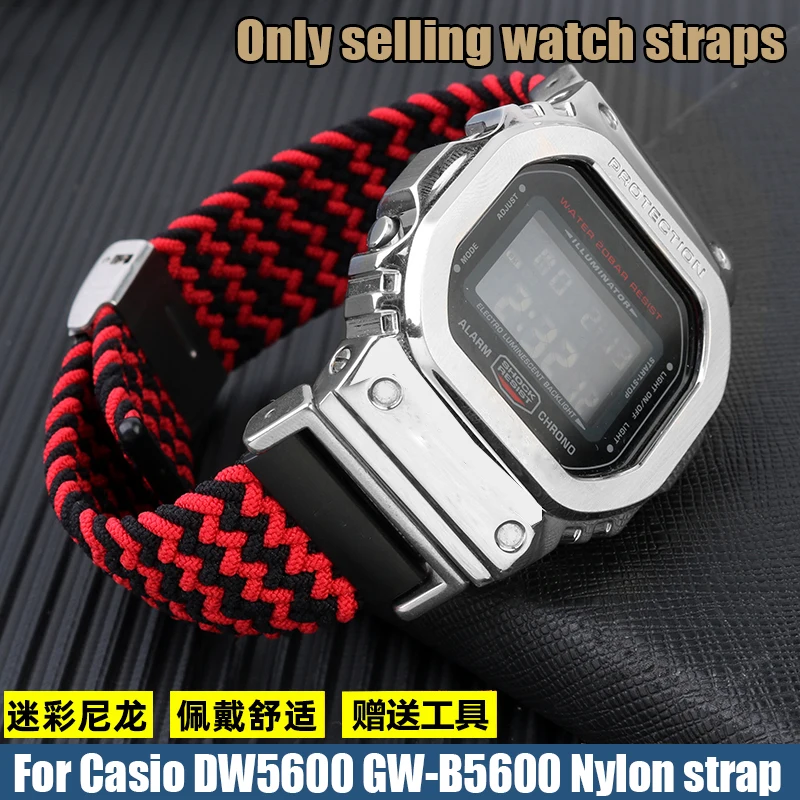 For G-SHOCK Casio DW5600 GW-B5600 GW-M5610 series Men Bracelet canvas Watchabnd camouflage woven High Elastic Nylon watch strap