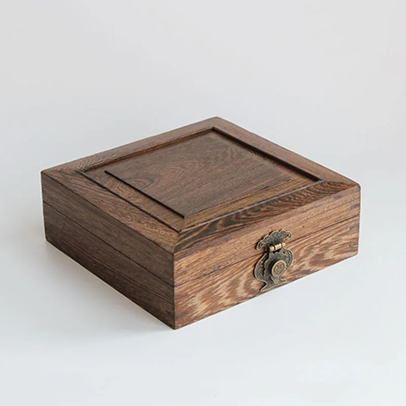 Ming & Qing Classical Chicken-Wing Wood Jewelry Box Vintage Chinese-Style Tea Cake Holder Collectible Jade And Seal Storage