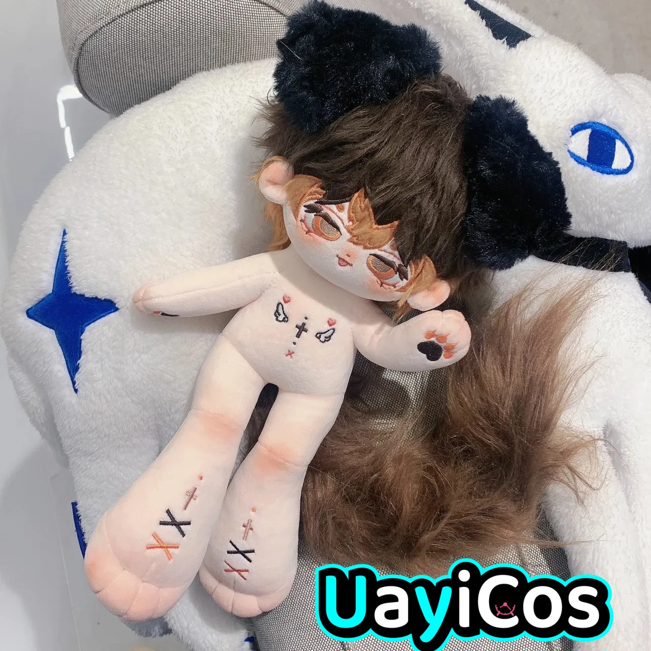 Anime Brown Hair bo en shan Cool Guy Bear Monster Tail Stuffed 30cm Long legs Plushies Plush Cotton Doll Body Toy For Kids Gifts