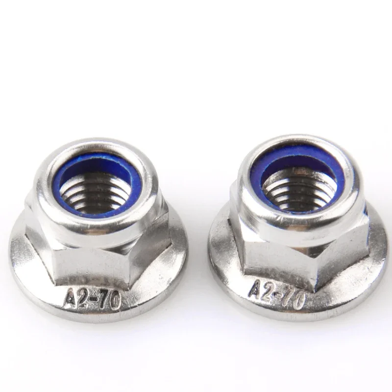 M3 M4 M5 M6 M8 M10 M12 304 316 Stainless Steel Hex Flange Nylon Insert Lock Nut Self-locking Nylock Locknut