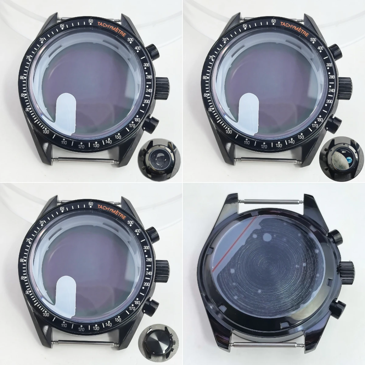 VK63 39.7MM Case Moon Footprints Pattern Back Chronograph Metal Material Fits Speed Master VK63 Case ﻿Men's Watch Accessories