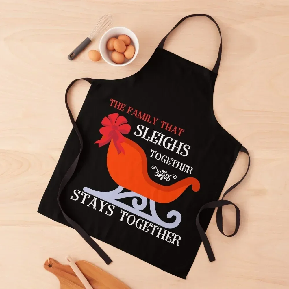 Christmas Pajamas for Family - Families that sleigh together stay together Apron painting Apron