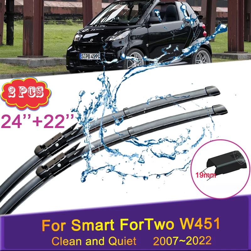 

Car Wiper Blades for Smart ForTwo W451 2007~2022 2020 2021 Front Windshield Frameless Durable Rubber Snow Shaving Accessorie