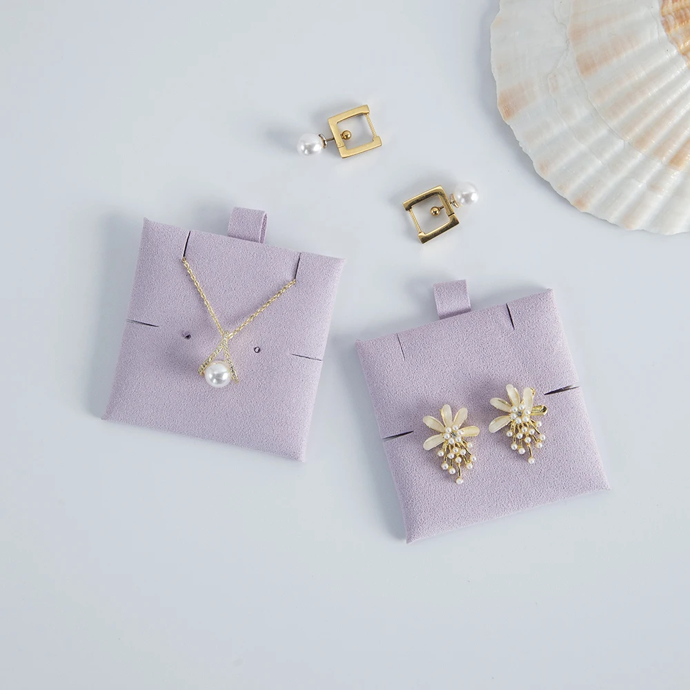 

Purple Microfiber Jewellery Display Cards 60*60mm Earrings Necklace Pendant Bracelet Suede Packaging Storage Insert Cards Pads