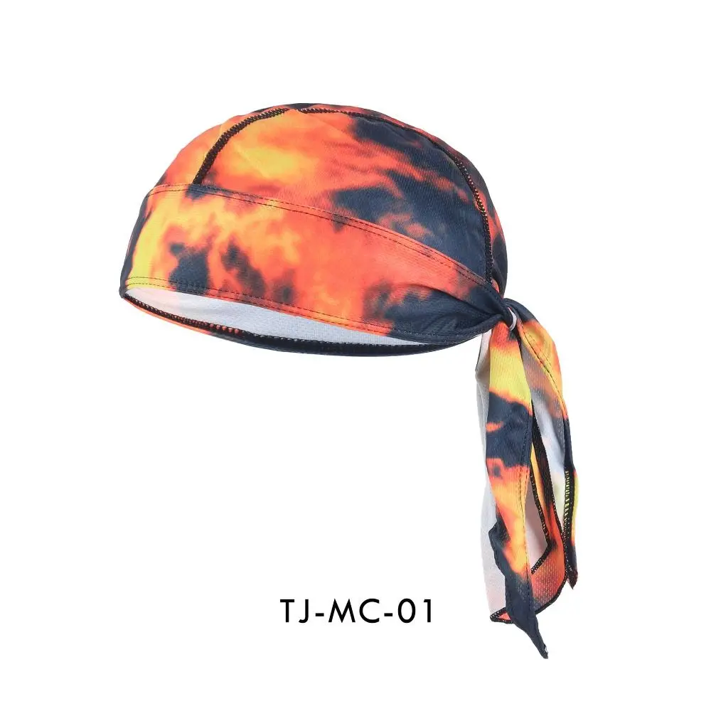 Head Scarf Sweat Breathable Cycling Cap Sunscreen Quick Dry Bicycle Helmet Liner Adjustable Printing Pirate Cap Sport