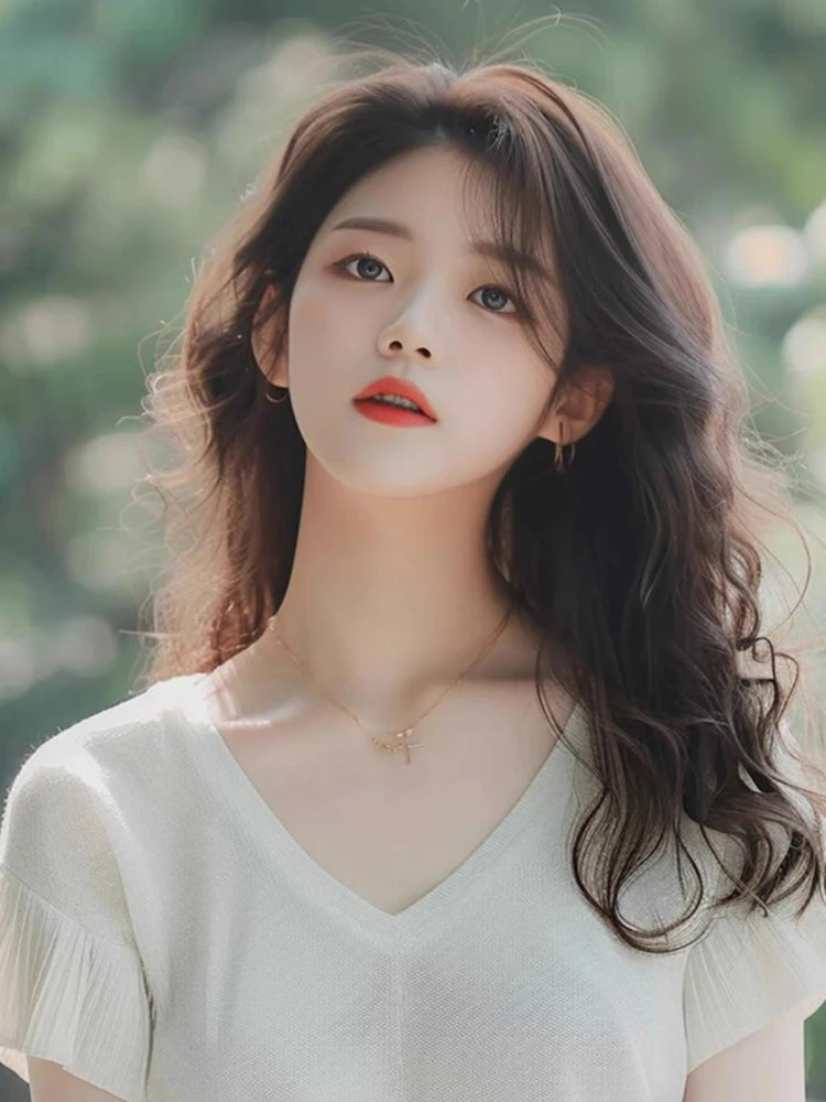 لون نقي مريح V-Ne ort Sve Commute Basic irt الكورية Sle فضفاضة تناسب الصيف تصميم جديد فريد من نوعه