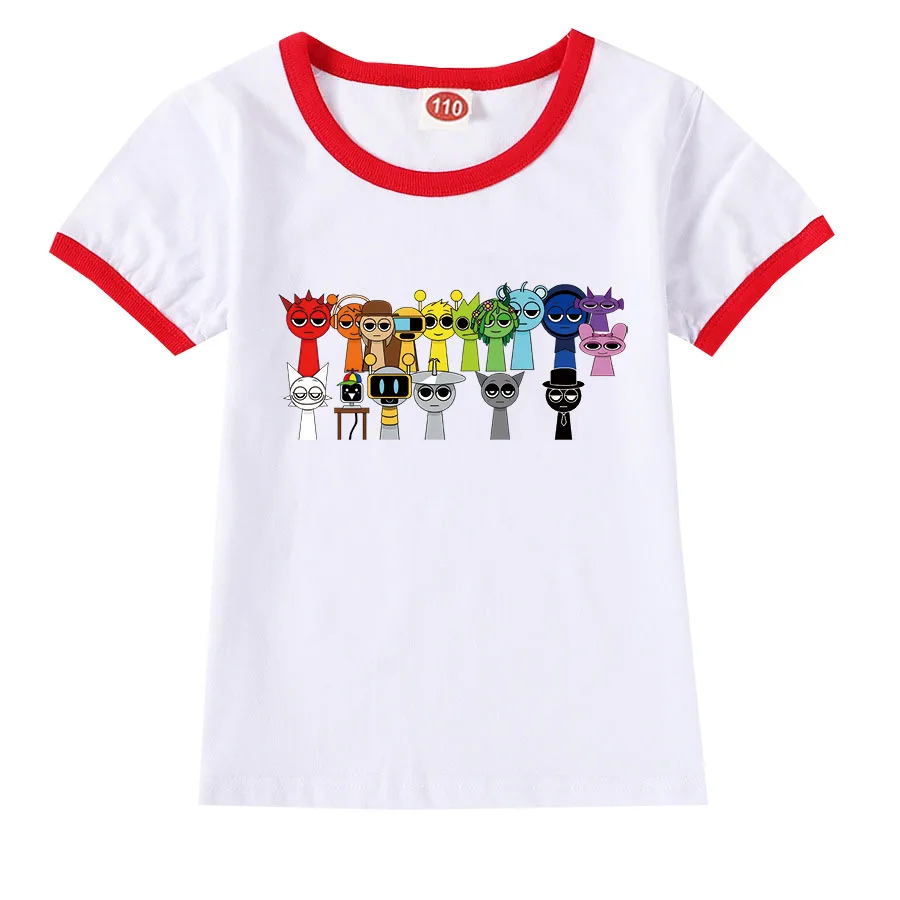 Sprunki Incredibox Kids Horror Game Camiseta de manga curta desenho animado infantil meninas meninos roupas infantis top