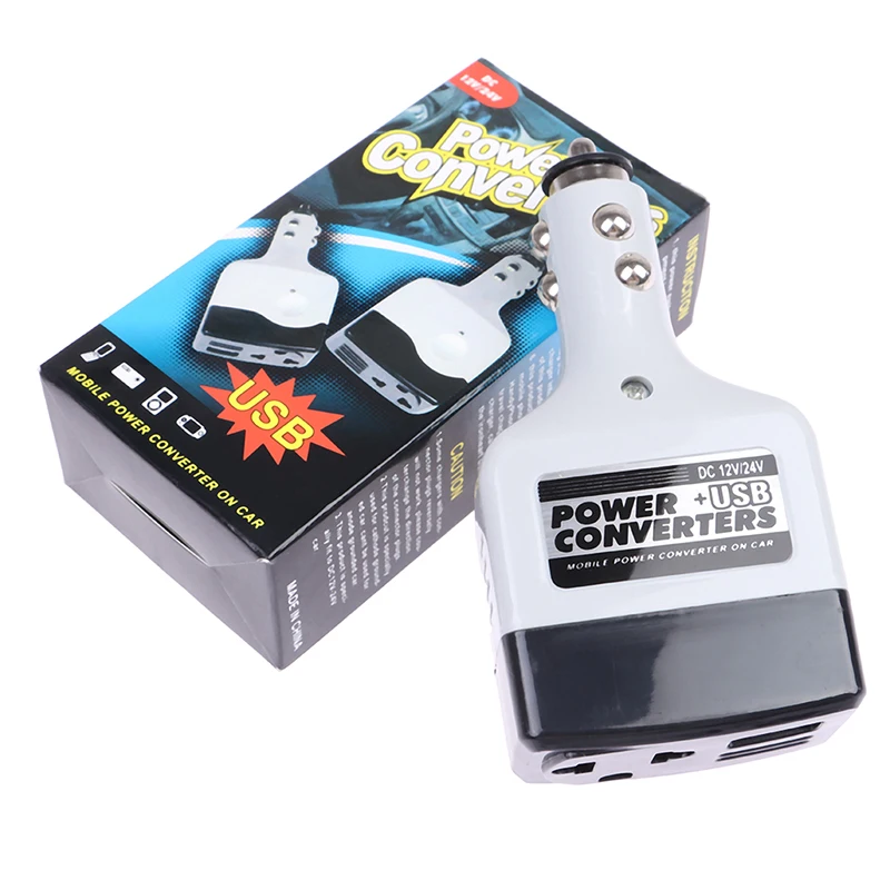 USB Car Power Converter Dc 12/24V To Ac 220V Car Inverter For Phone Inverter 12VUniversal Power Transformer Mobile Phone Charger