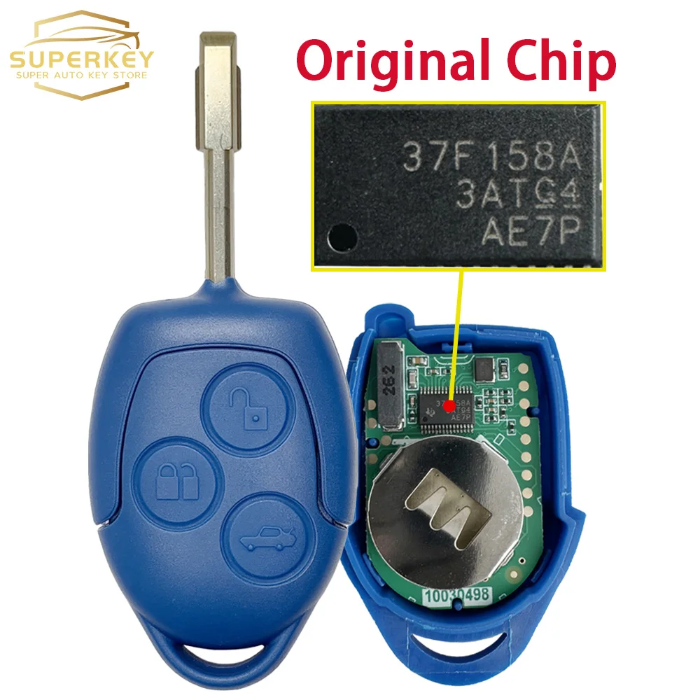 

SUPERKEY Blue For Ford Transit VM WM 2006 - 2014 433MHz OEM 4D63 CHIP Remote Car Key 3 Button PN 6C1T15K601AG