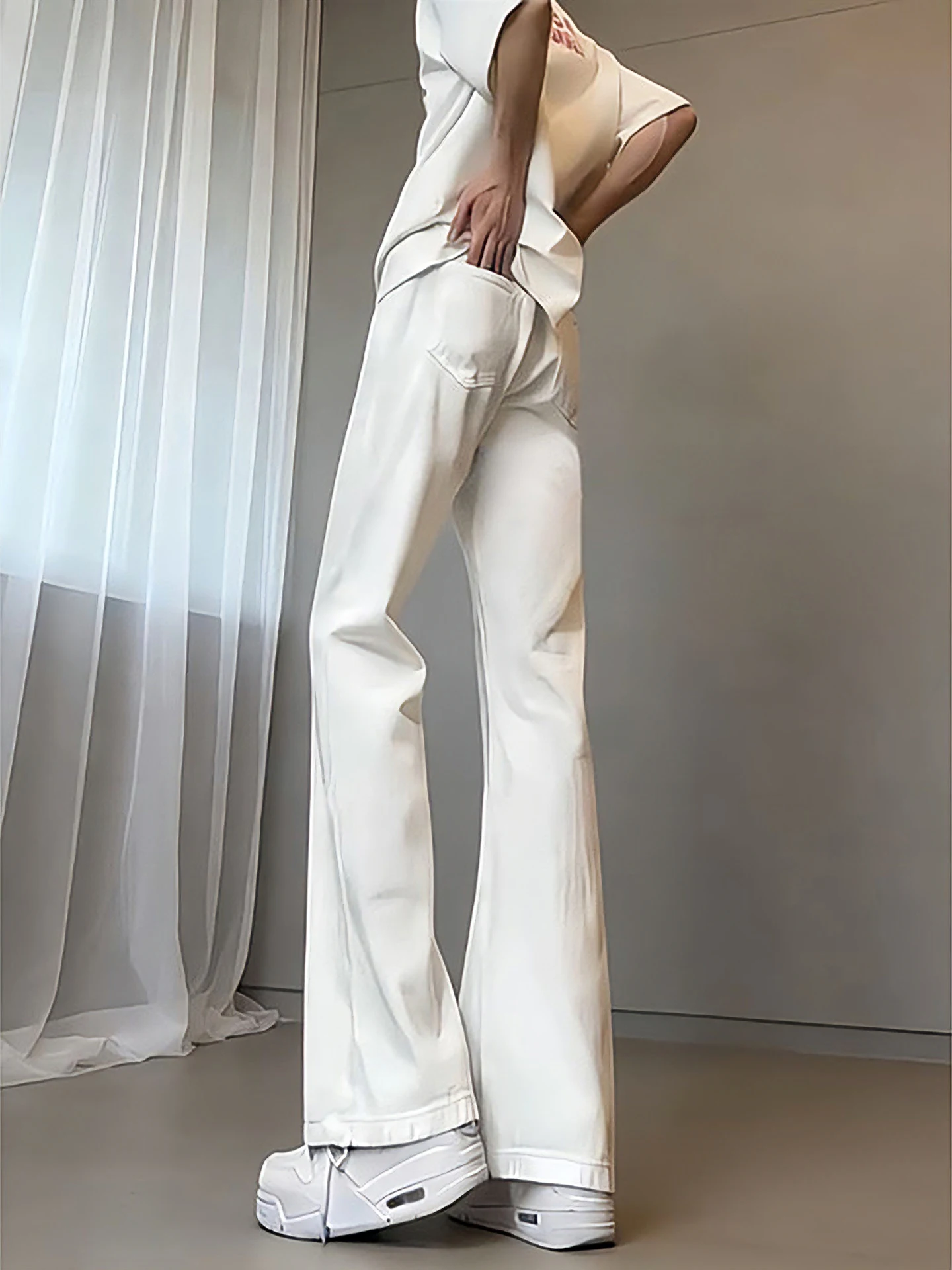 

Мужские джинсы прямого кроя с удлиненными штанинами, весенние, с высокой талией, визуально удлиняющие ноги, в американском стиле, для повседневной носки