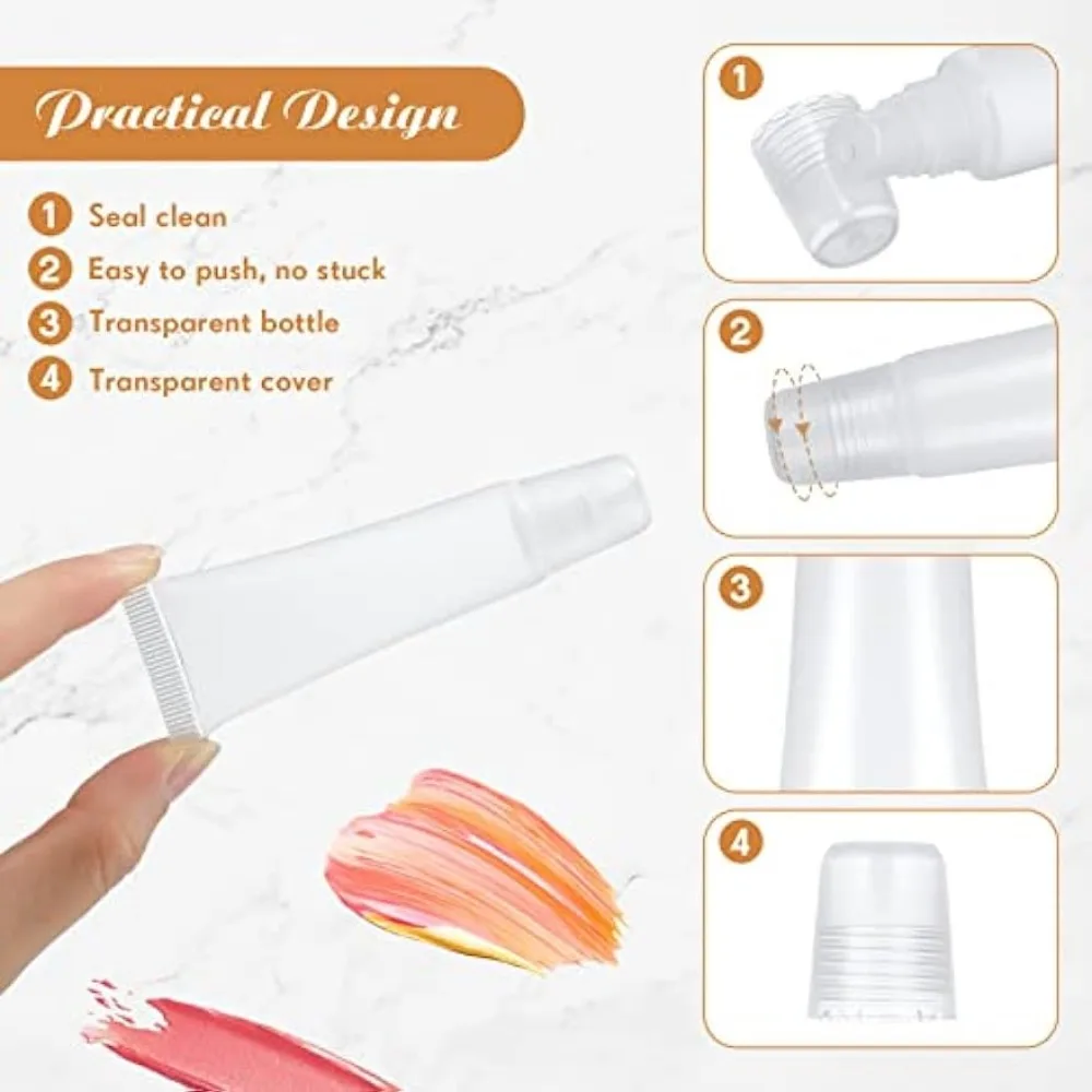 100 Stück 5/10/15ML Lipgloss-Tuben Großhandel Leere Lippenstift-Softpacks Transparente Lipgloss-Behälter DIY Lipgloss-Kosmetik – Detail 4