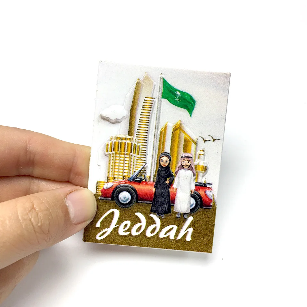 

‌Jeddah City Scene Resin Fridge Magnet - Saudi Arabia Souvenir - Decorative Magnetic Memo Pin for Home and Office