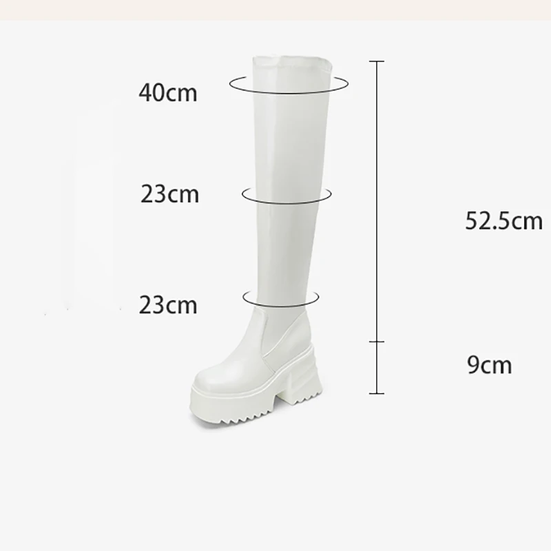 REAVE CAT Patent Leather Women Thigh High Boots Chunky Heel 9cm Platform Size 41 42 43 Sexy Party Booties image 2
