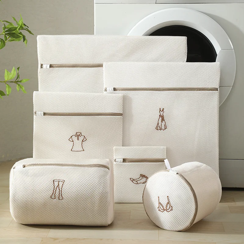 Mesh Laundry Bag Embroidery Letter Washing Bags For Washing Machines Dirty Clothes Storage Basket Bra Organizer Anti-deformation