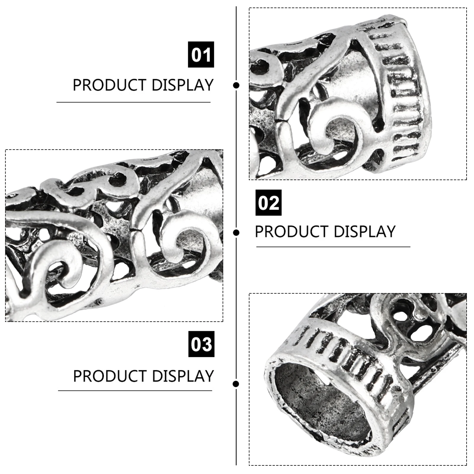 

6pcs Vintage Hollow Out Hair Beads Dreadlocks Rings Filigree Tube Accessories For Braid Cuffs Alloy Hair Rings Easy Use No