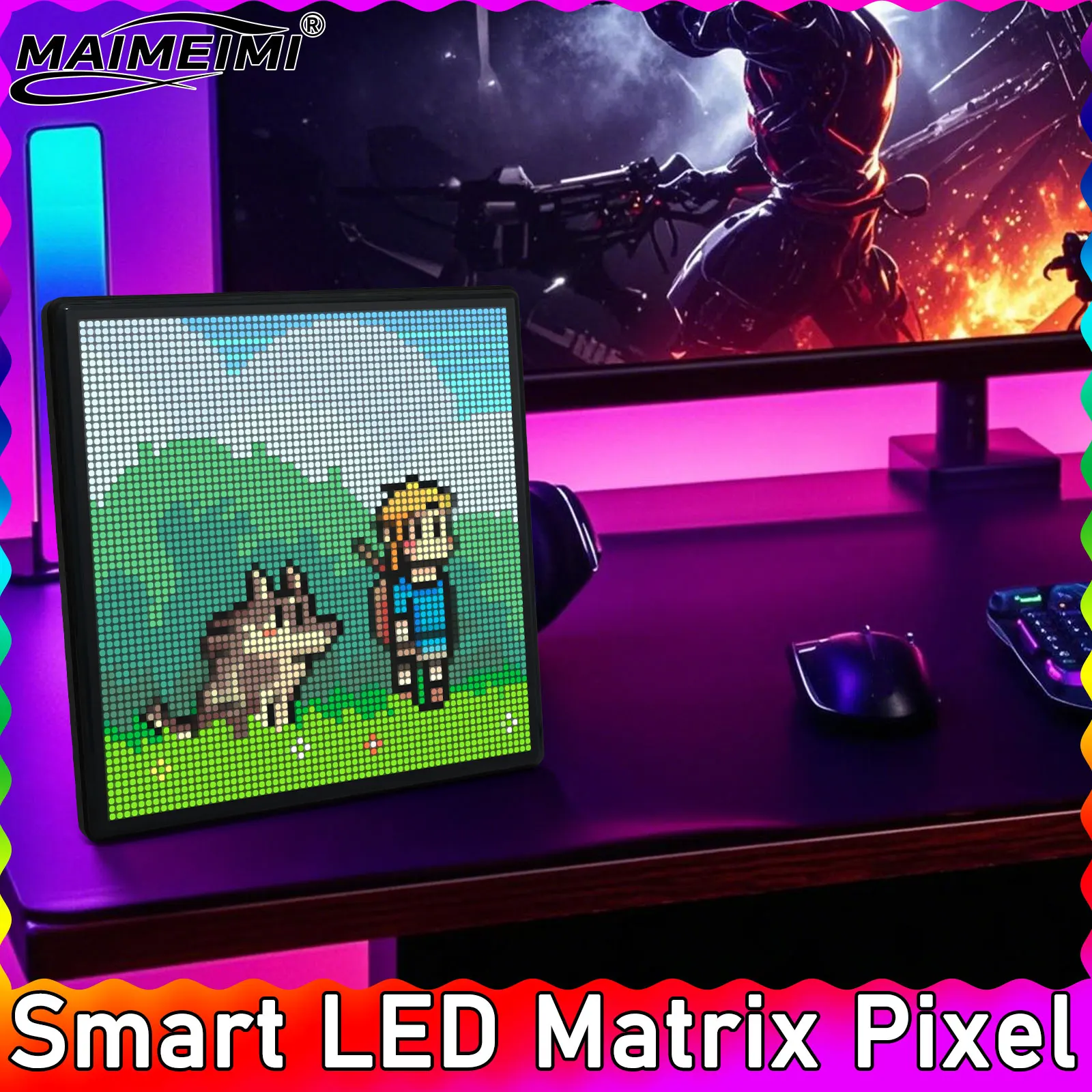 

Smart LED Matrix Pixel Display RGB DIY Graffiti App Control Art Display For Gaming Room Decor Cool Animation Frame