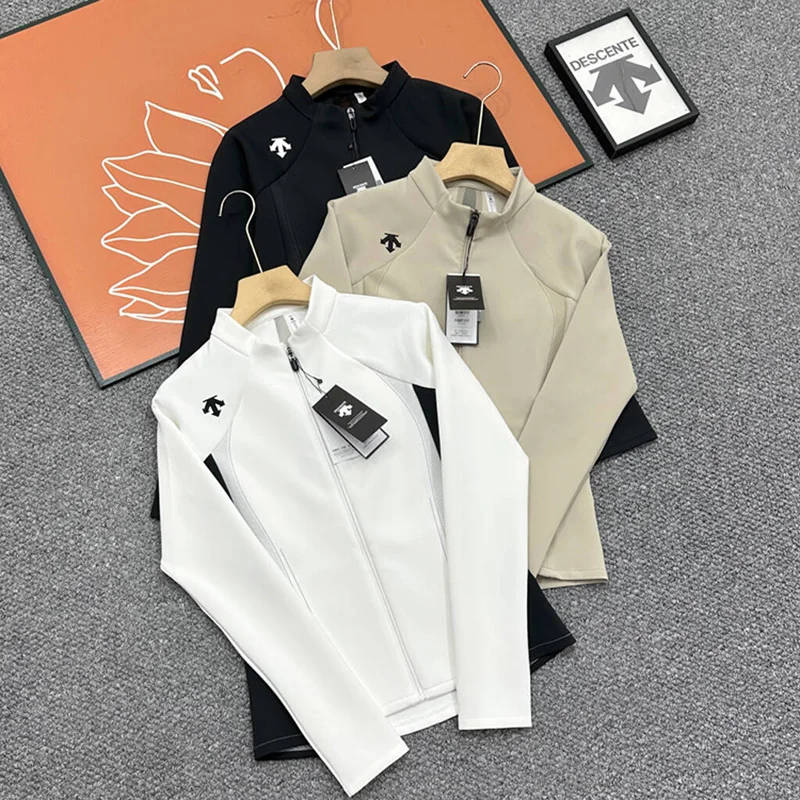 Stand collar zip-up sports jacket waist-cinching back triangle mesh quick-dry yoga fitness top 2026 Autumn women's new arrivals