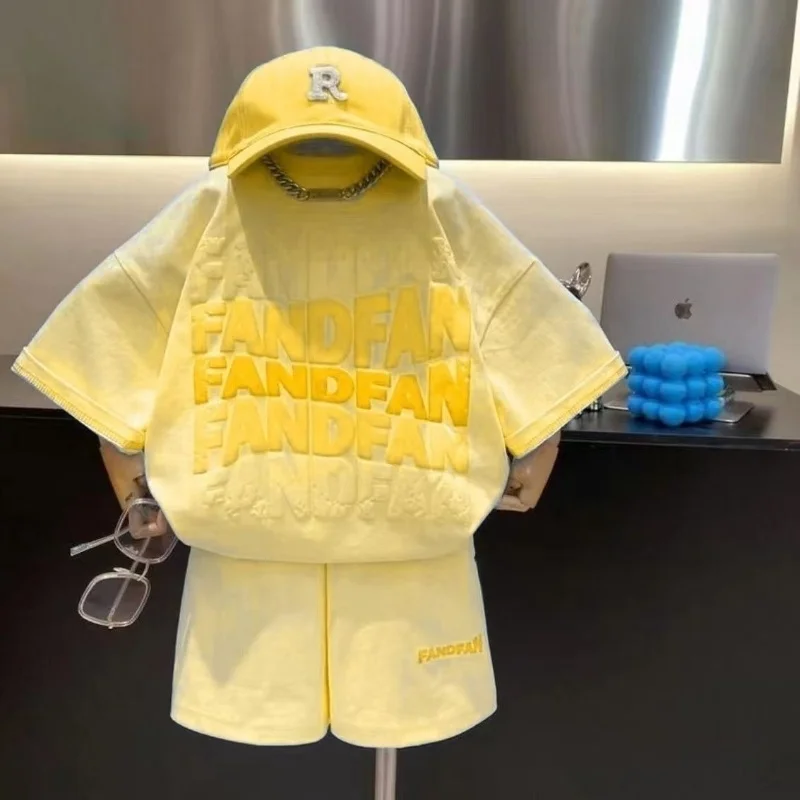 

Summer Baby Boy Clothes Set Children Girls Short Sleeve Letter Print T-shirts and Shorts 2 Pieces Suit Kid Top Bottom Tracksuit