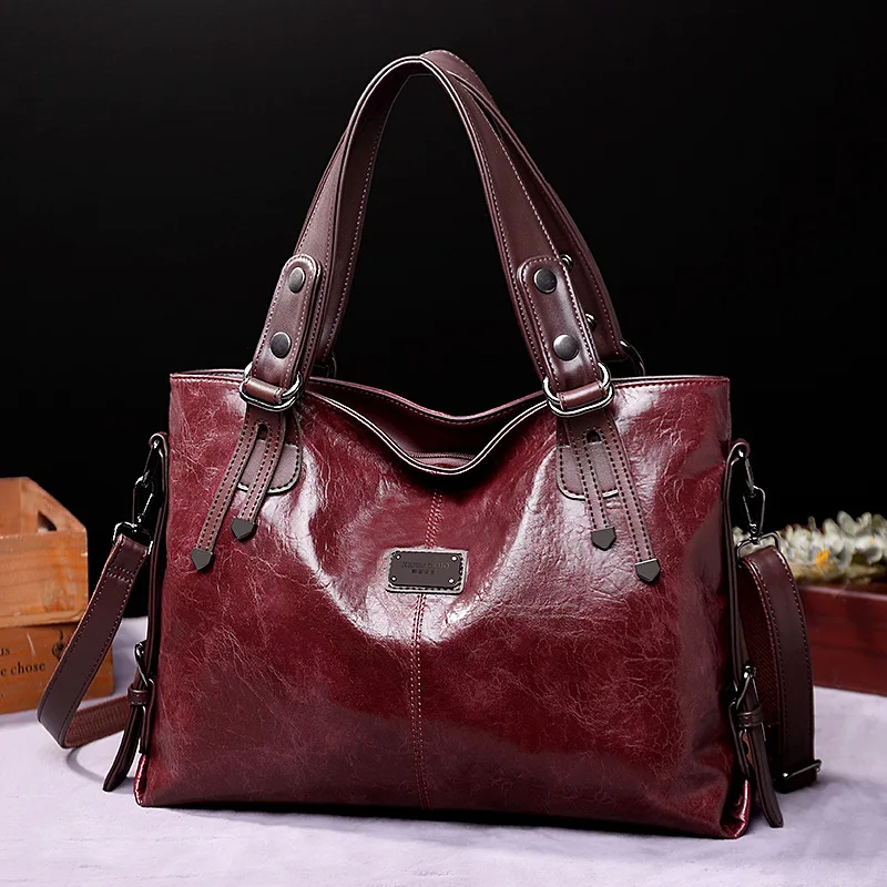 New Fashion Casual Tote Bag Women Handbags Soft Leather Shoulder Bags Vintage Big Capacity Crossbody Hand Bag For 2023 Ladies