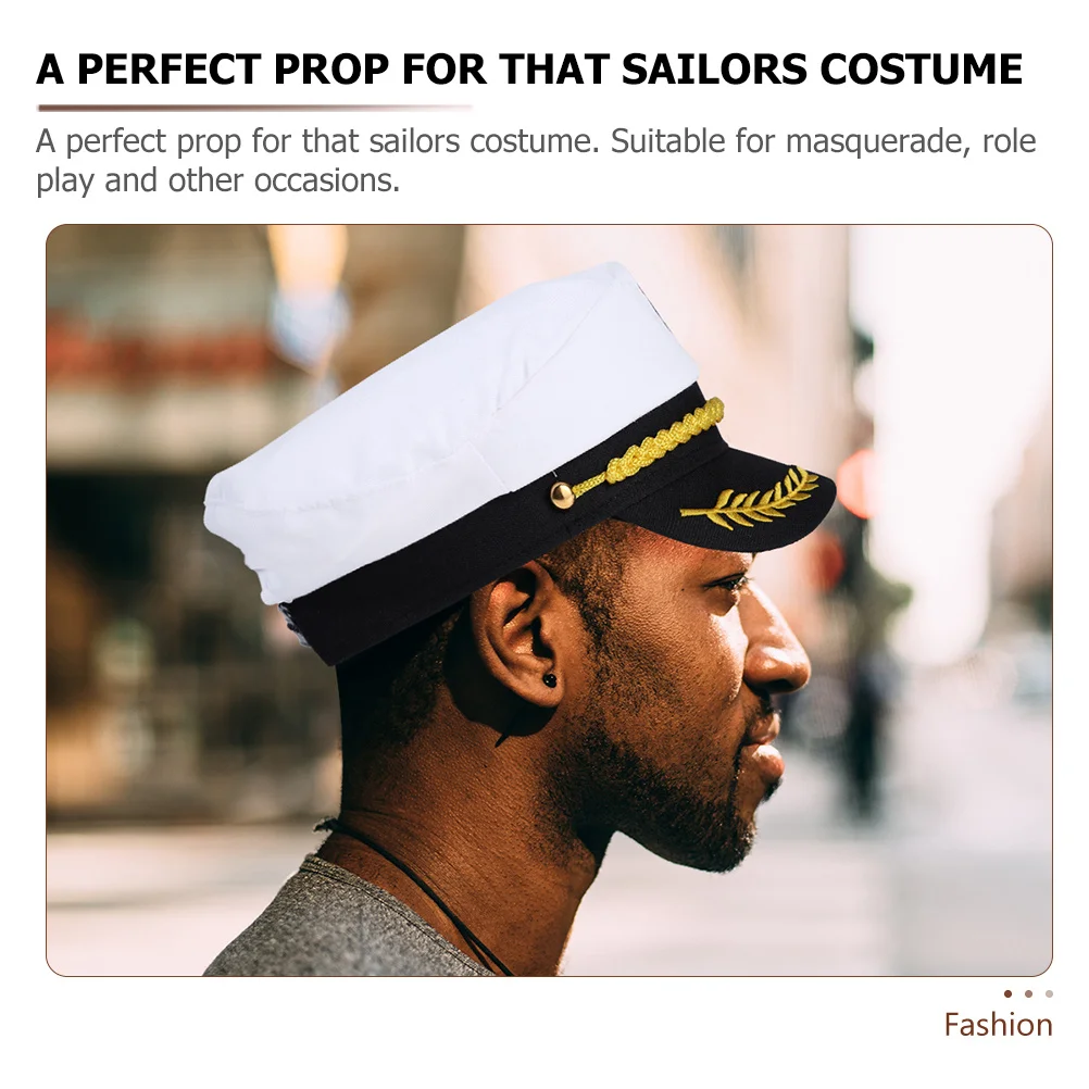 

20pcs Plastic Table Decor Sailor Hat Embroidered Captain Cosplay Hat For Party Masquerade Yacht Outfit Marine Costume Boat Event
